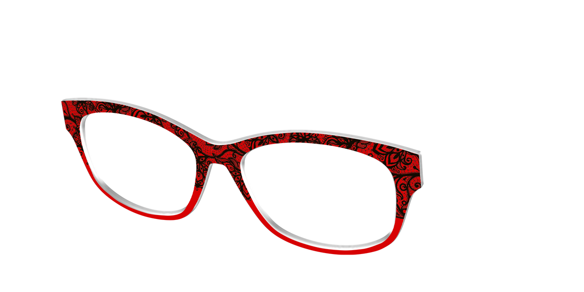 The Blood Red Lace Split - Angle Top Image - Pair Eyewear