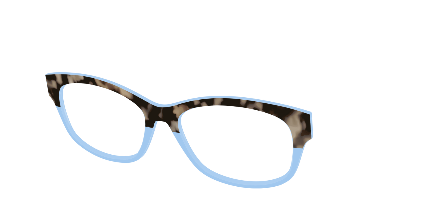 The Denim Tortoise Crystal Split - Angle Top Image - Pair Eyewear