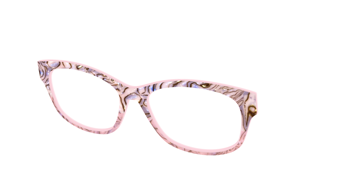 The Pink Conch Shell Pearl Crystal Split - Angle Top Image - Pair Eyewear