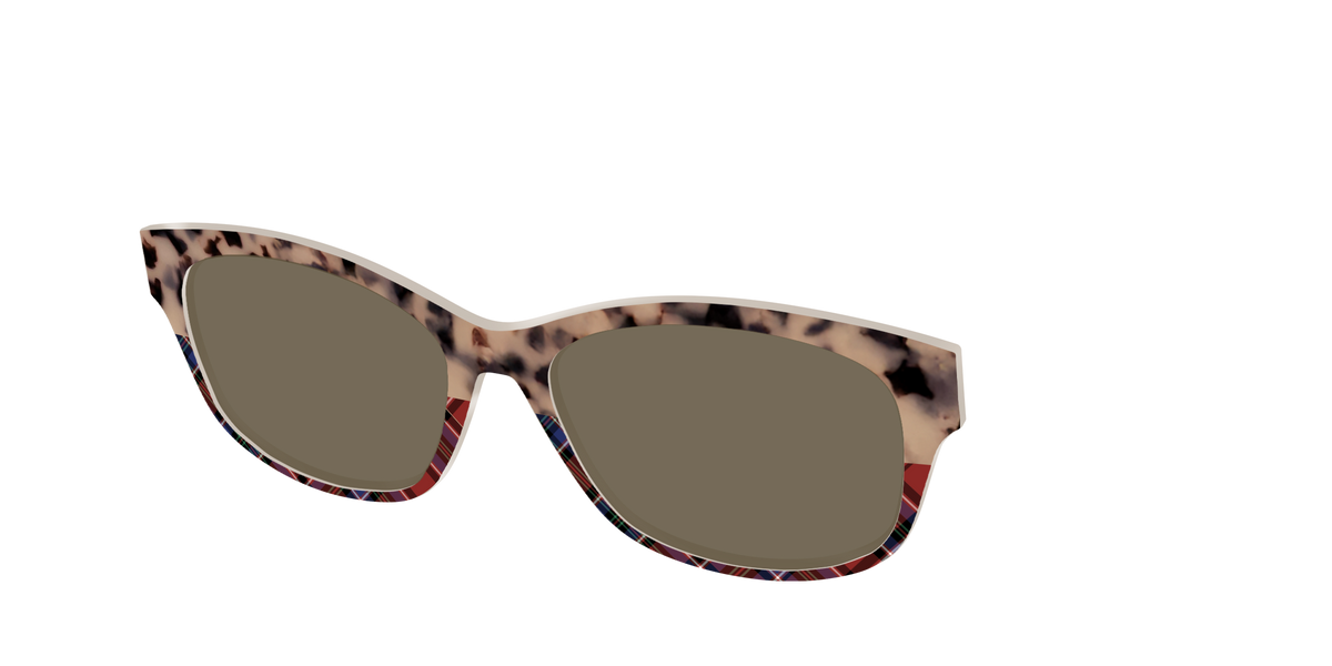 The Polarized Cookie Dough Tortoise & Plaid Split Sun Top - Angle Top Image - Pair Eyewear