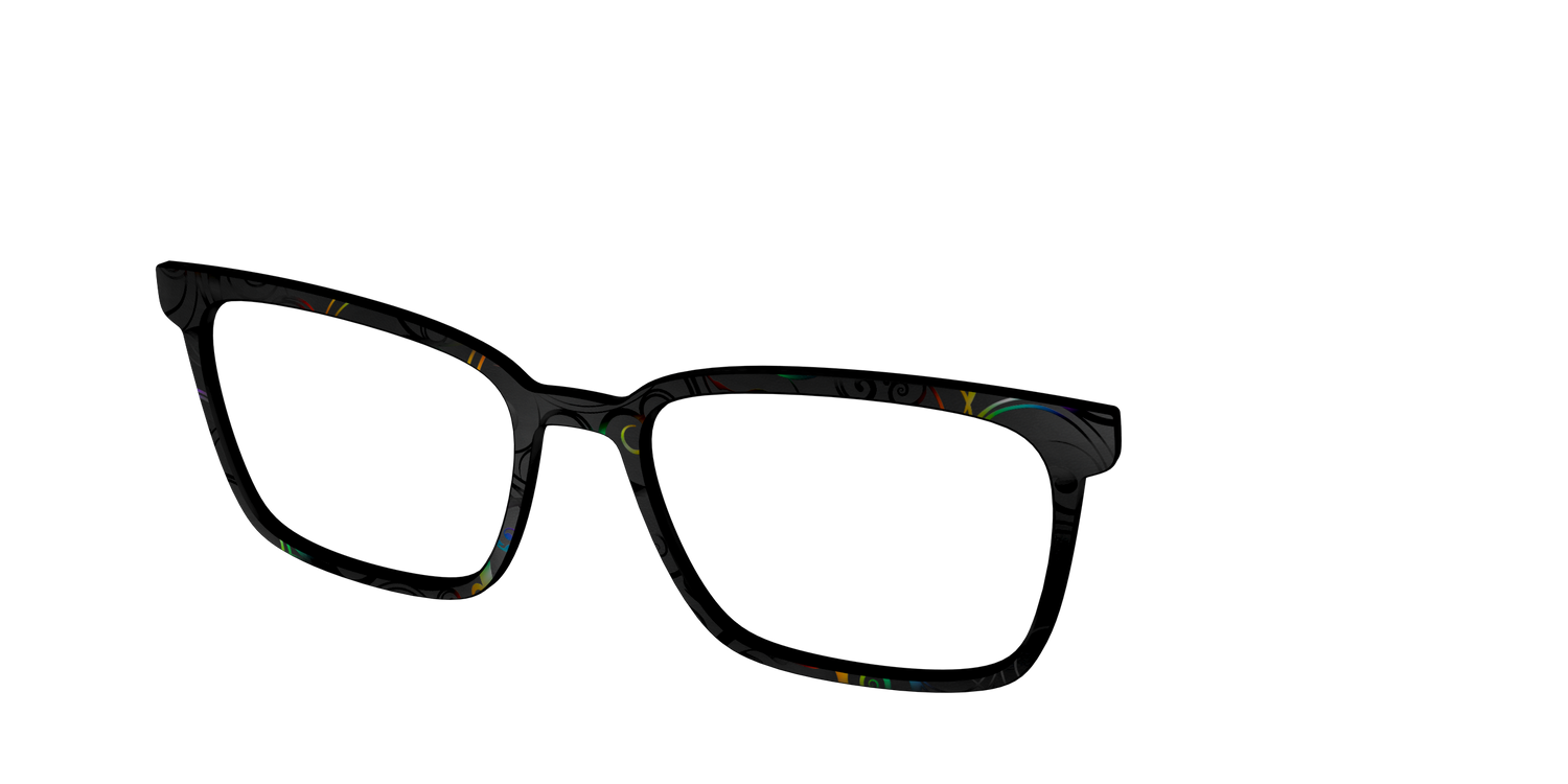 The Black Holographic Scrolls - Angle Top Image - Pair Eyewear