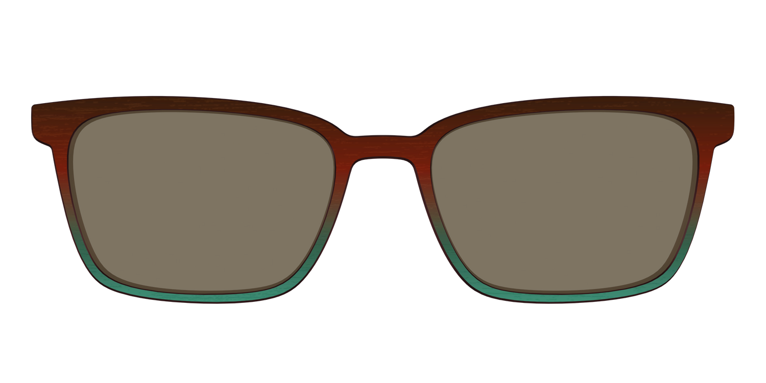 The Polarized Mahogany to Juniper Woodgrain Sun Top - Front Top Image - Pair Eyewear