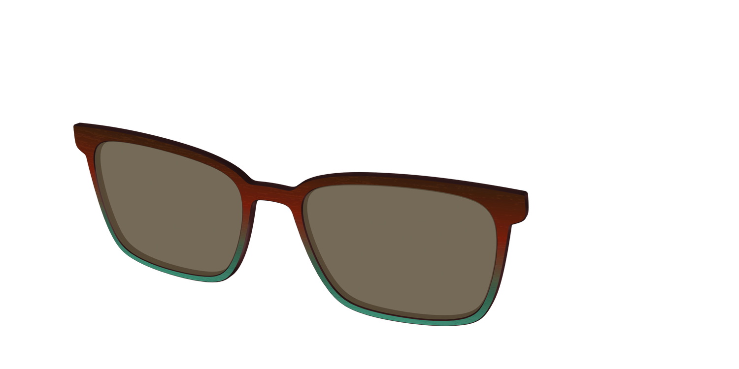The Polarized Mahogany to Juniper Woodgrain Sun Top - Angle Top Image - Pair Eyewear