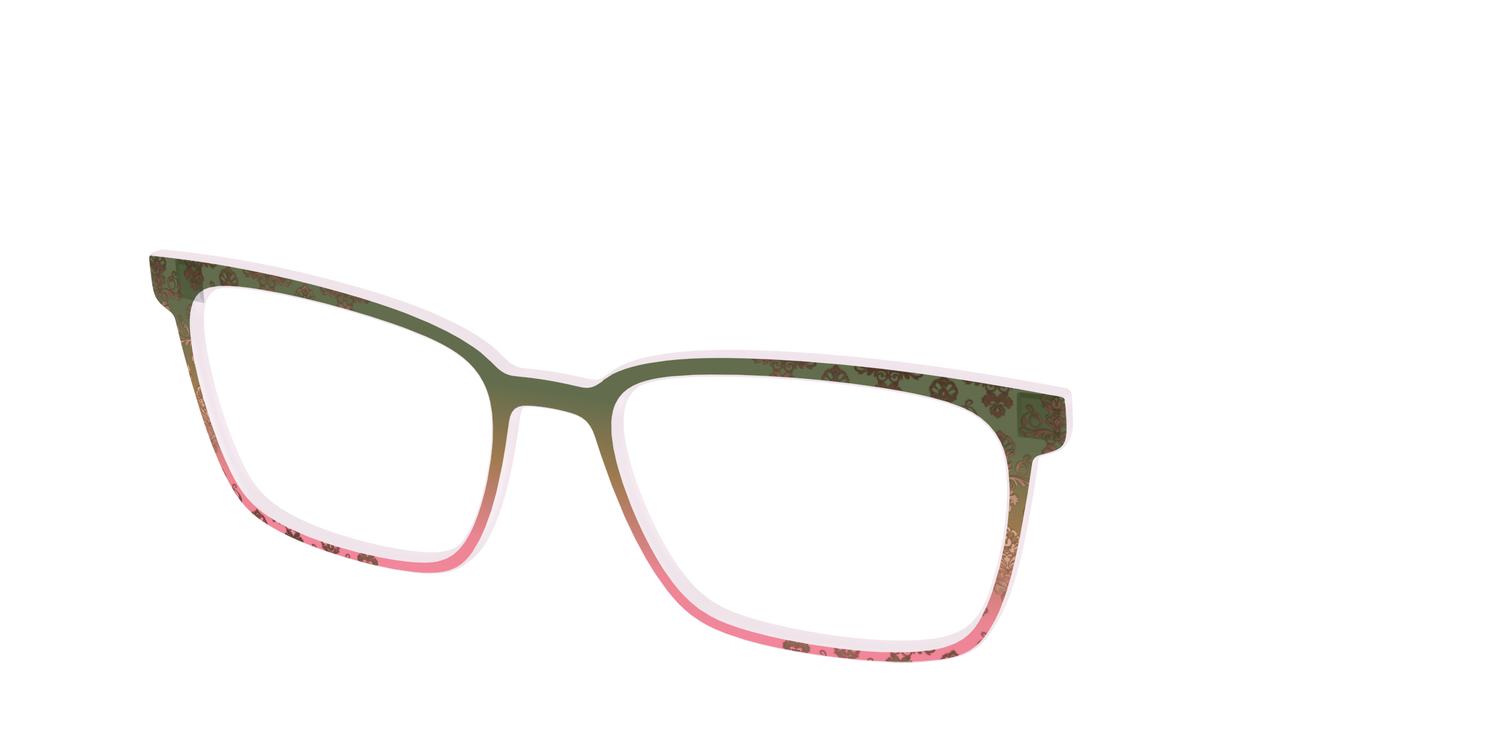 The Olive to Rose Trellis with Champagne Foil - Angle Top Image - Pair Eyewear