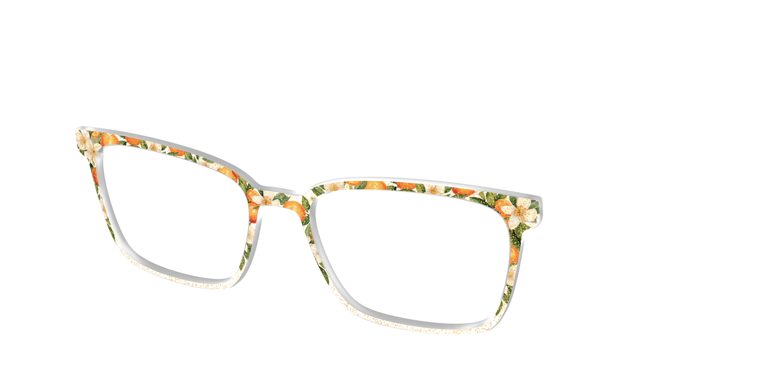 The Orange Blossom Glitter Crystal - Angle Top Image - Pair Eyewear
