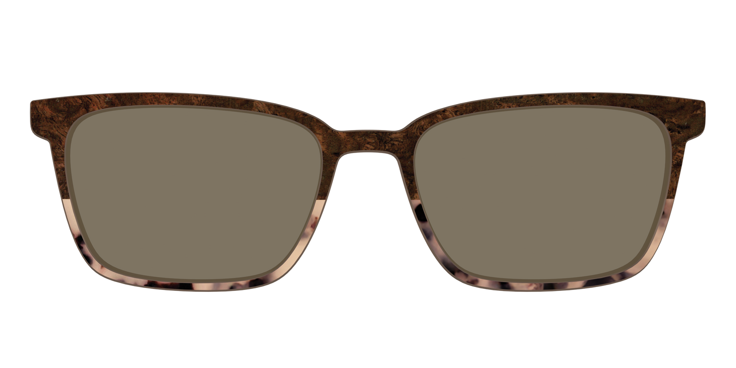 The Polarized Dark Oak Tortoise Split Sun Top - Front Top Image - Pair Eyewear