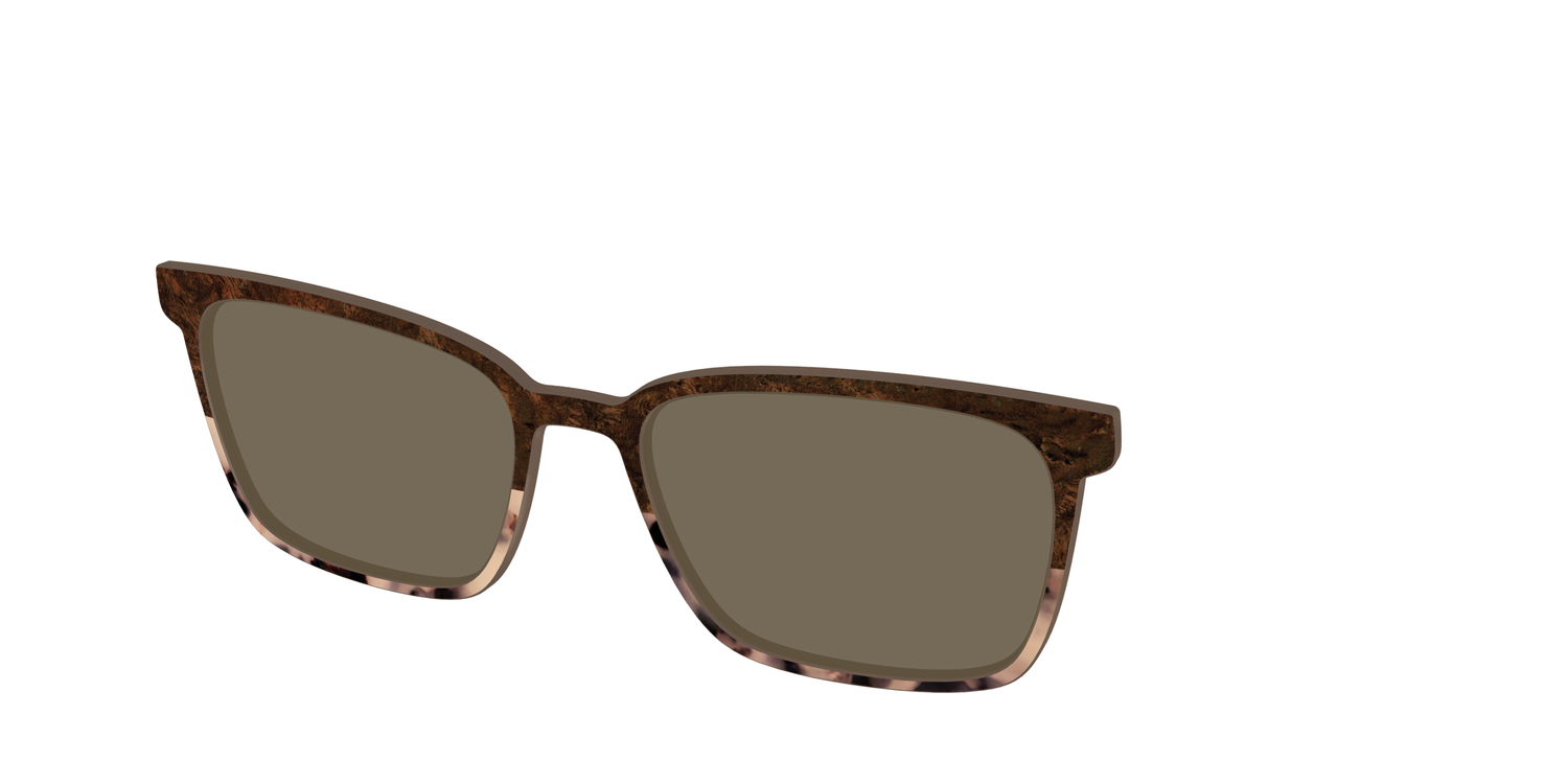 The Polarized Dark Oak Tortoise Split Sun Top - Angle Top Image - Pair Eyewear