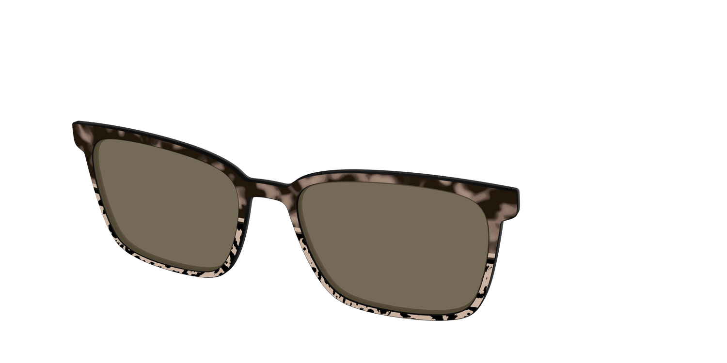 The Polarized Ink Blot Tortoise Split Sun Top - Angle Top Image - Pair Eyewear