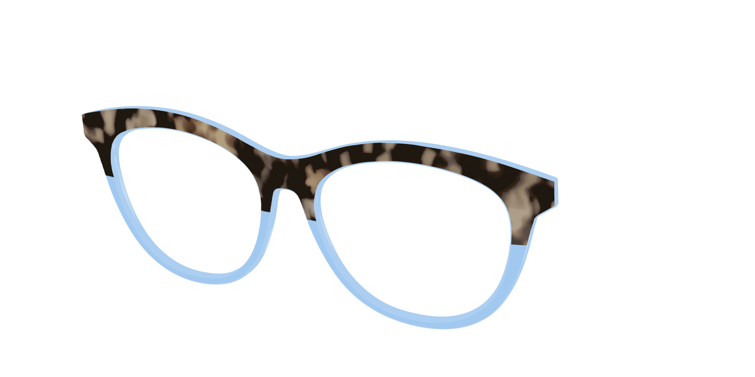 The Denim Tortoise Crystal Split - Angle Top Image - Pair Eyewear