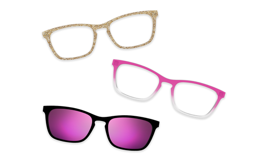 Pink Glitter Clear - Set - Pair Eyewear
