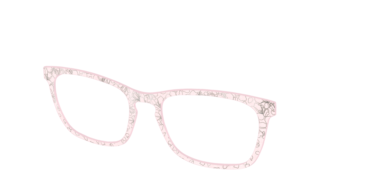 The Pink Shimmer Petals with Silver Foil - Angle Top Image - Pair Eyewear