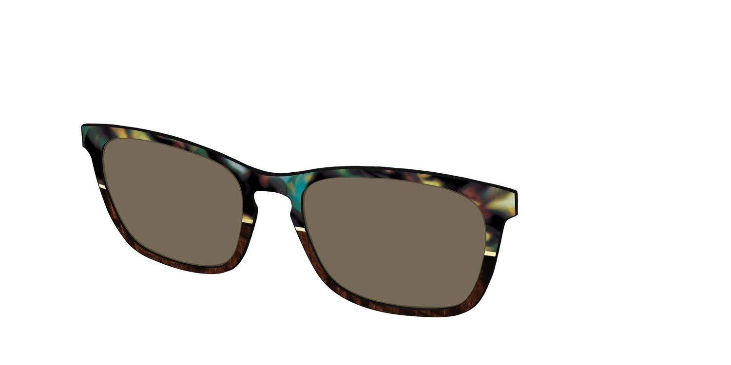The Polarized Mirage Split with Gold Foil Sun Top - Angle Top Image - Pair Eyewear