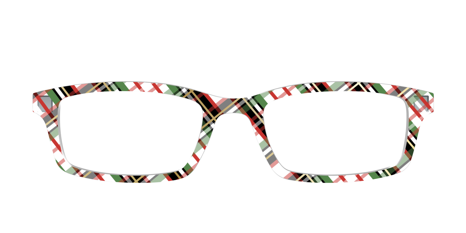 The Evergreen Plaid with Foil Crystal - Front Top Image - Pair Eyewear