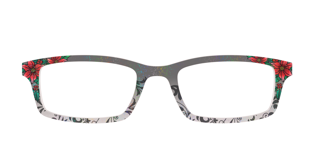 The Romantic Poinsettia Holographic Crystal - Front Top Image - Pair Eyewear