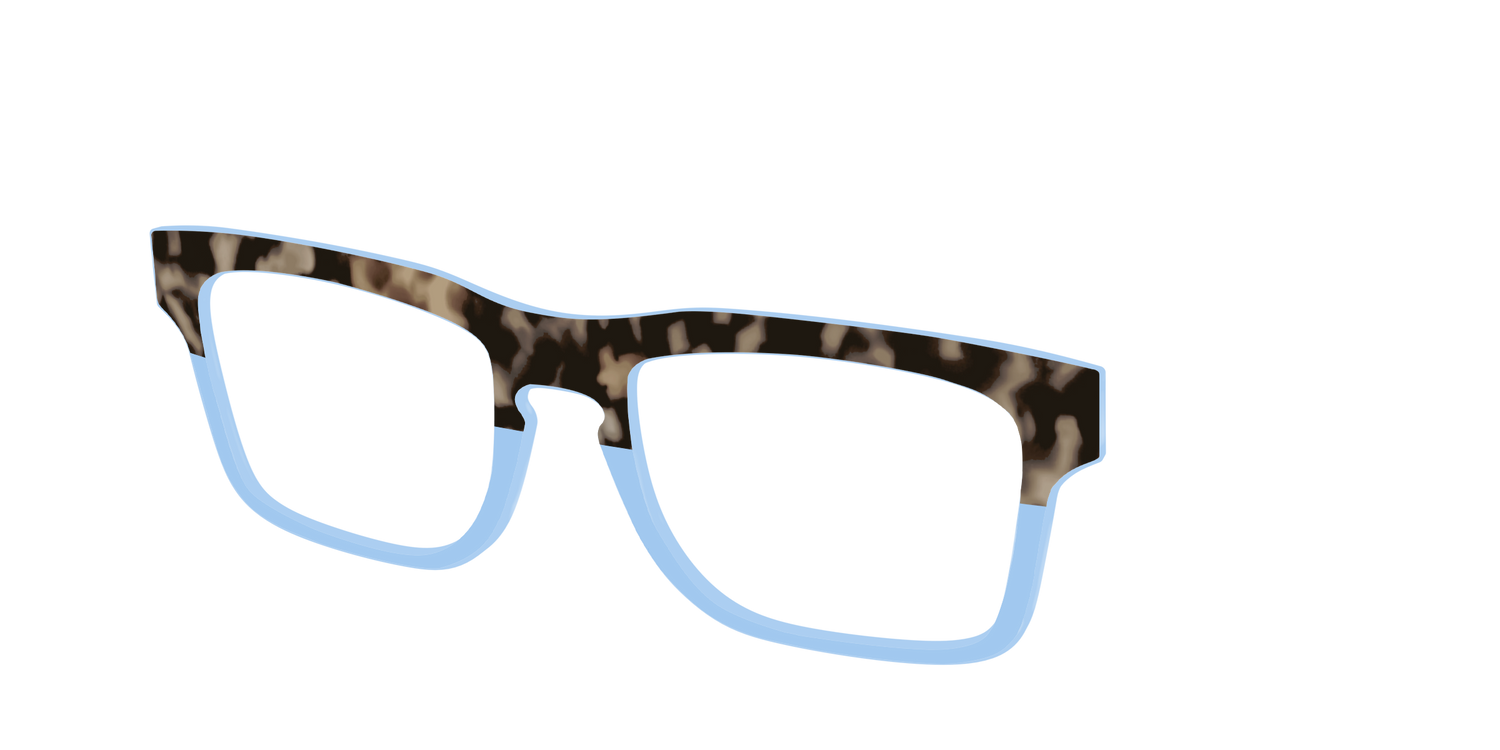 The Denim Tortoise Crystal Split - Angle Top Image - Pair Eyewear