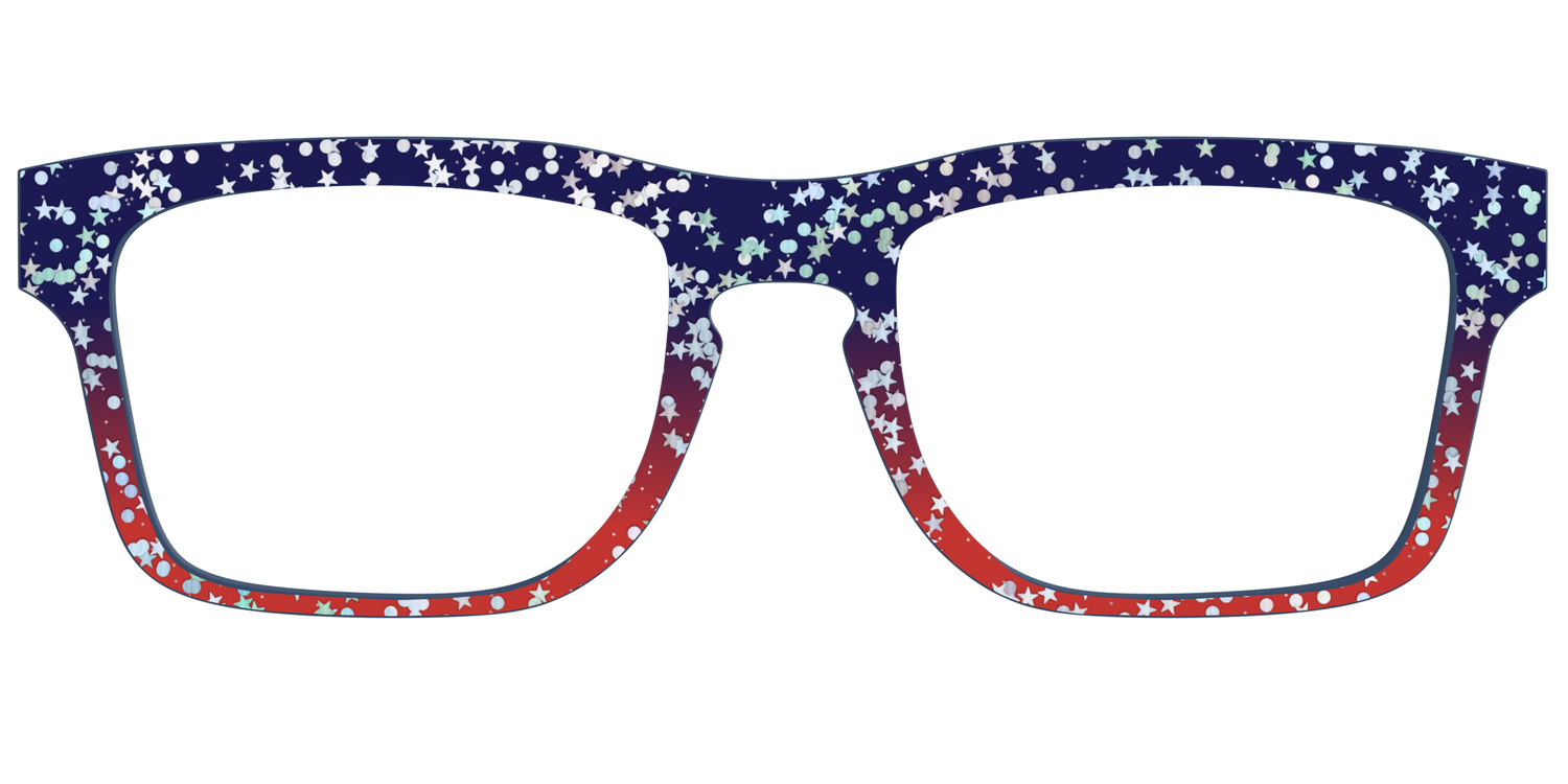 The Navy to Scarlet Gradient with Star Glitter - Front Top Image - Pair Eyewear