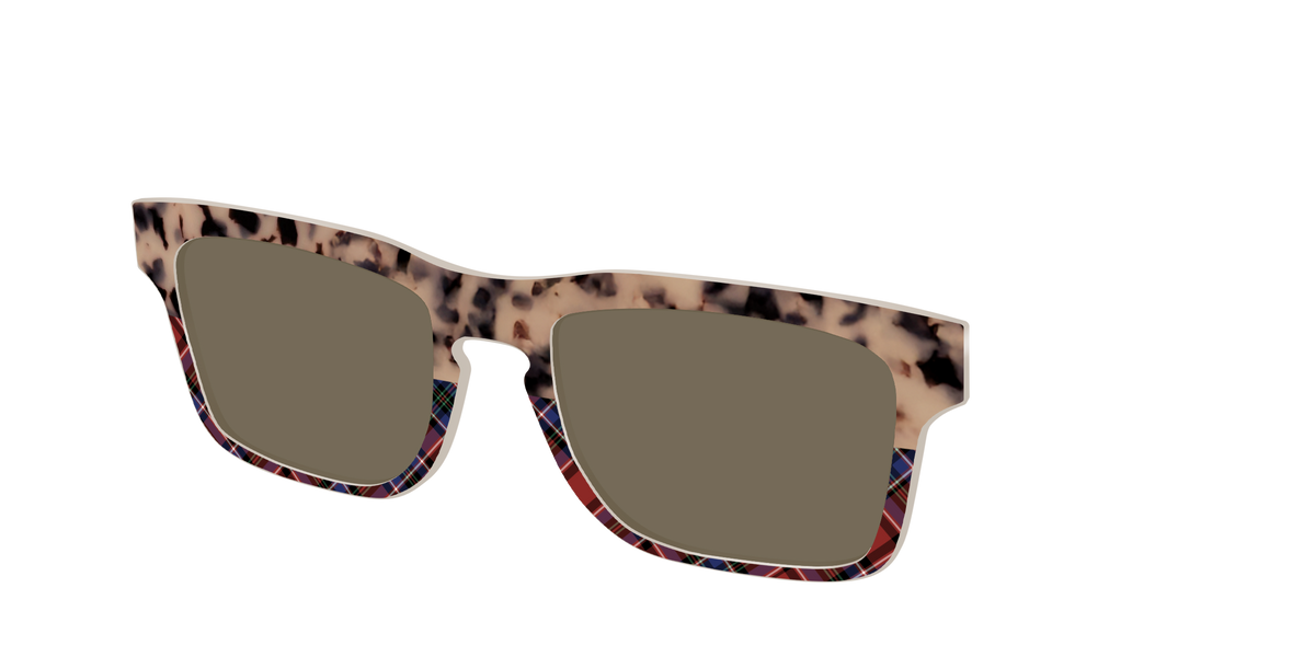 The Polarized Cookie Dough Tortoise & Plaid Split Sun Top - Angle Top Image - Pair Eyewear