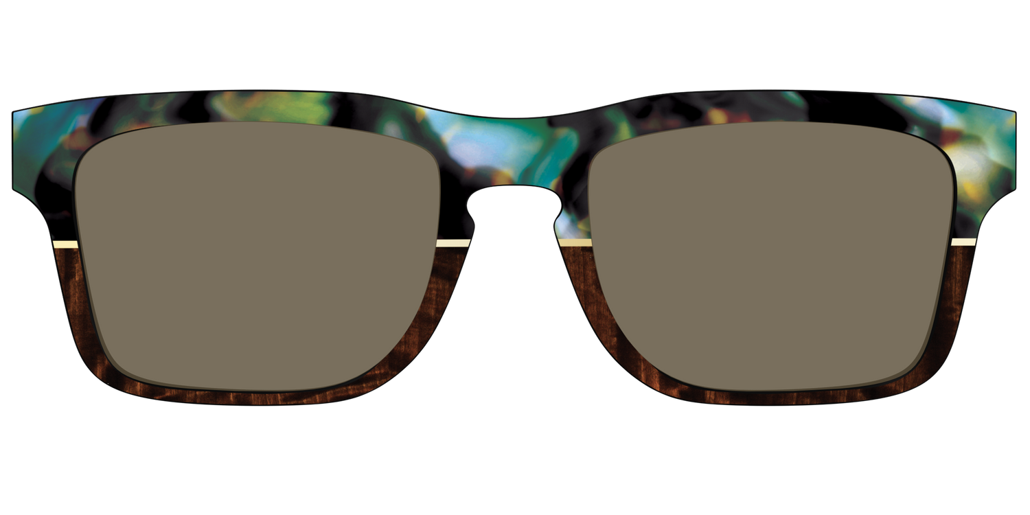 The Polarized Mirage Split with Gold Foil Sun Top - Front Top Image - Pair Eyewear