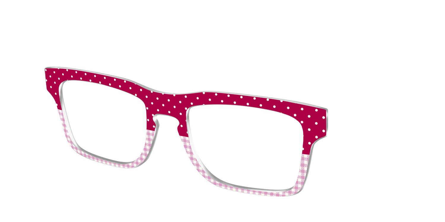 The Raspberry Pin Dot Split - Angle Top Image - Pair Eyewear