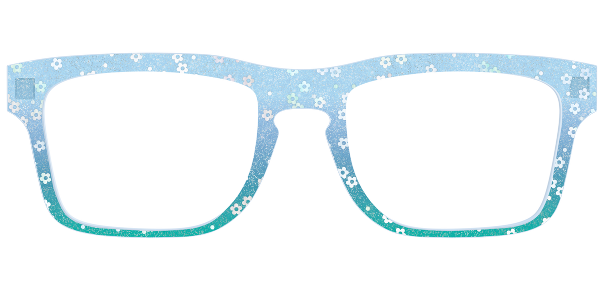 The Sky Blue Crystal with Daisy Glitter - Front Top Image - Pair Eyewear