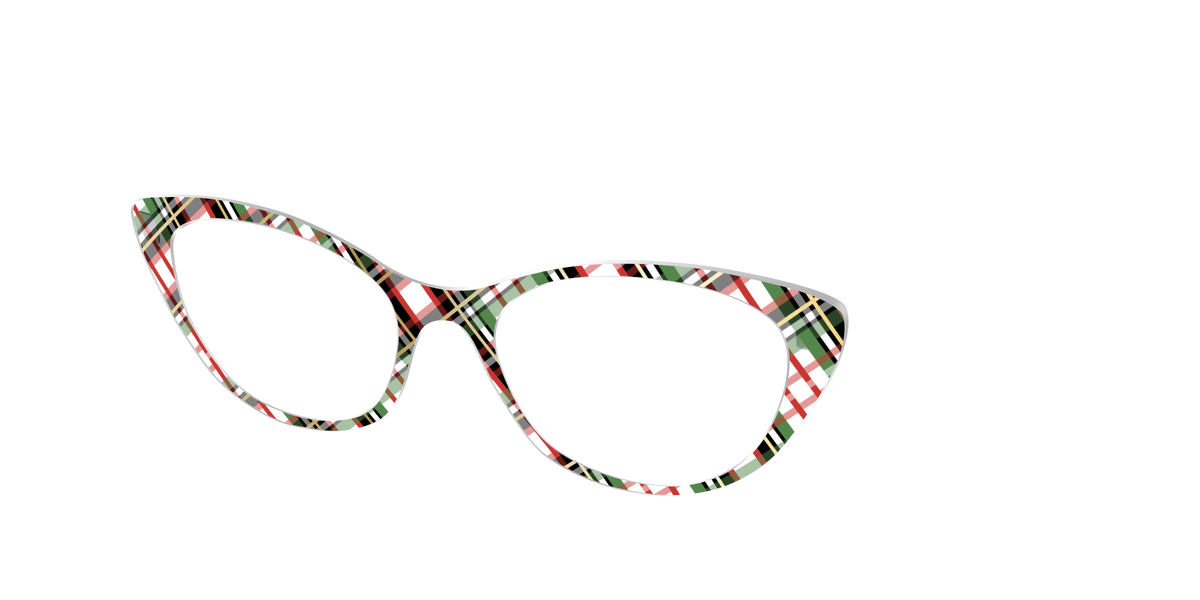 The Evergreen Plaid with Foil Crystal - Angle Top Image - Pair Eyewear