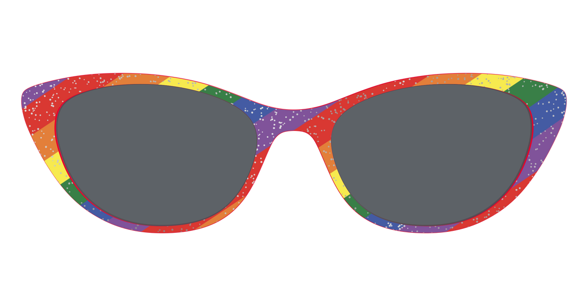 The Polarized Traditional Pride Flag Glitter Sun Top - Front Top Image - Pair Eyewear