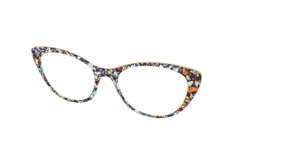 The Seashell Tortoise with Holographic Glitter - Angle Top Image - Pair Eyewear
