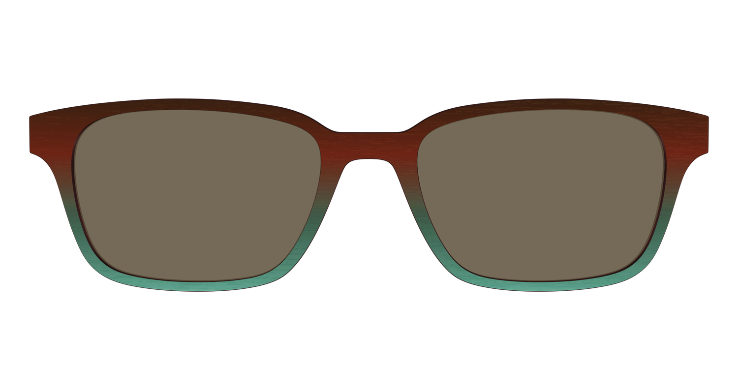 The Polarized Mahogany to Juniper Woodgrain Sun Top - Front Top Image - Pair Eyewear