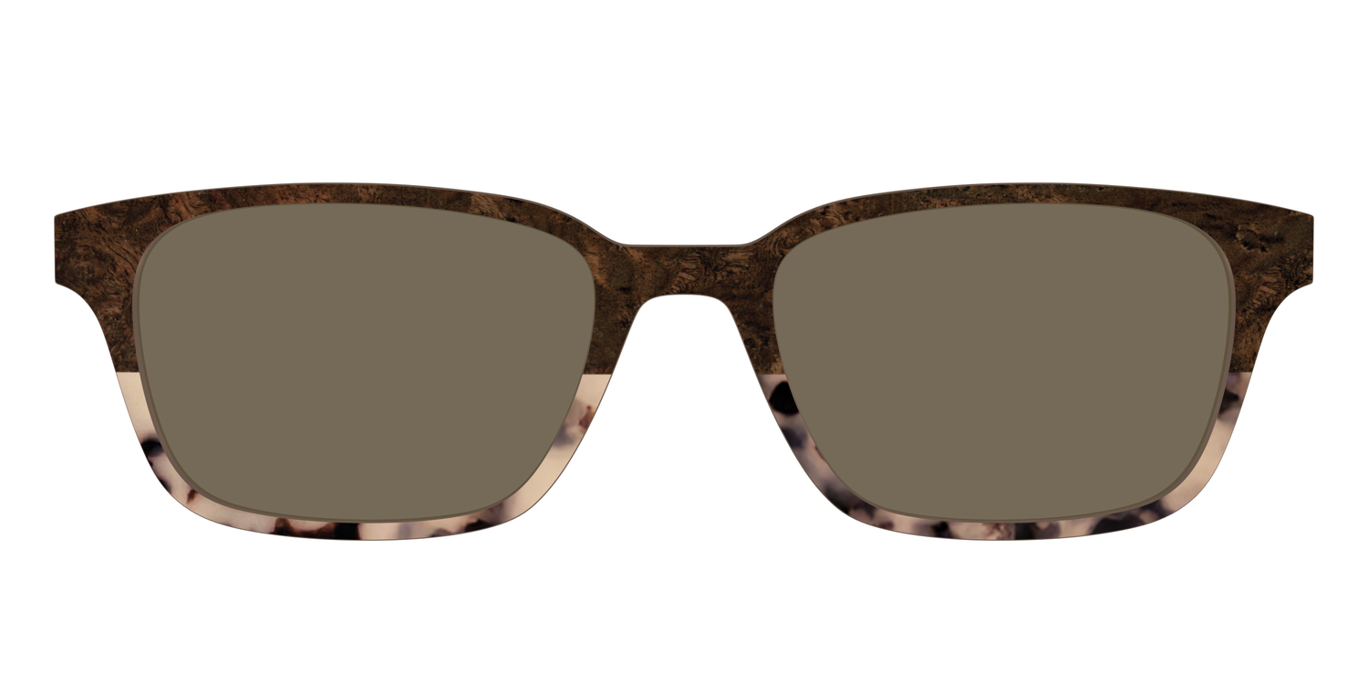 The Polarized Dark Oak Tortoise Split Sun Top - Front Top Image - Pair Eyewear