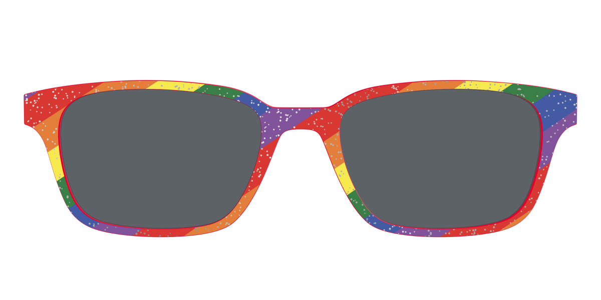 The Polarized Traditional Pride Flag Glitter Sun Top - Front Top Image - Pair Eyewear