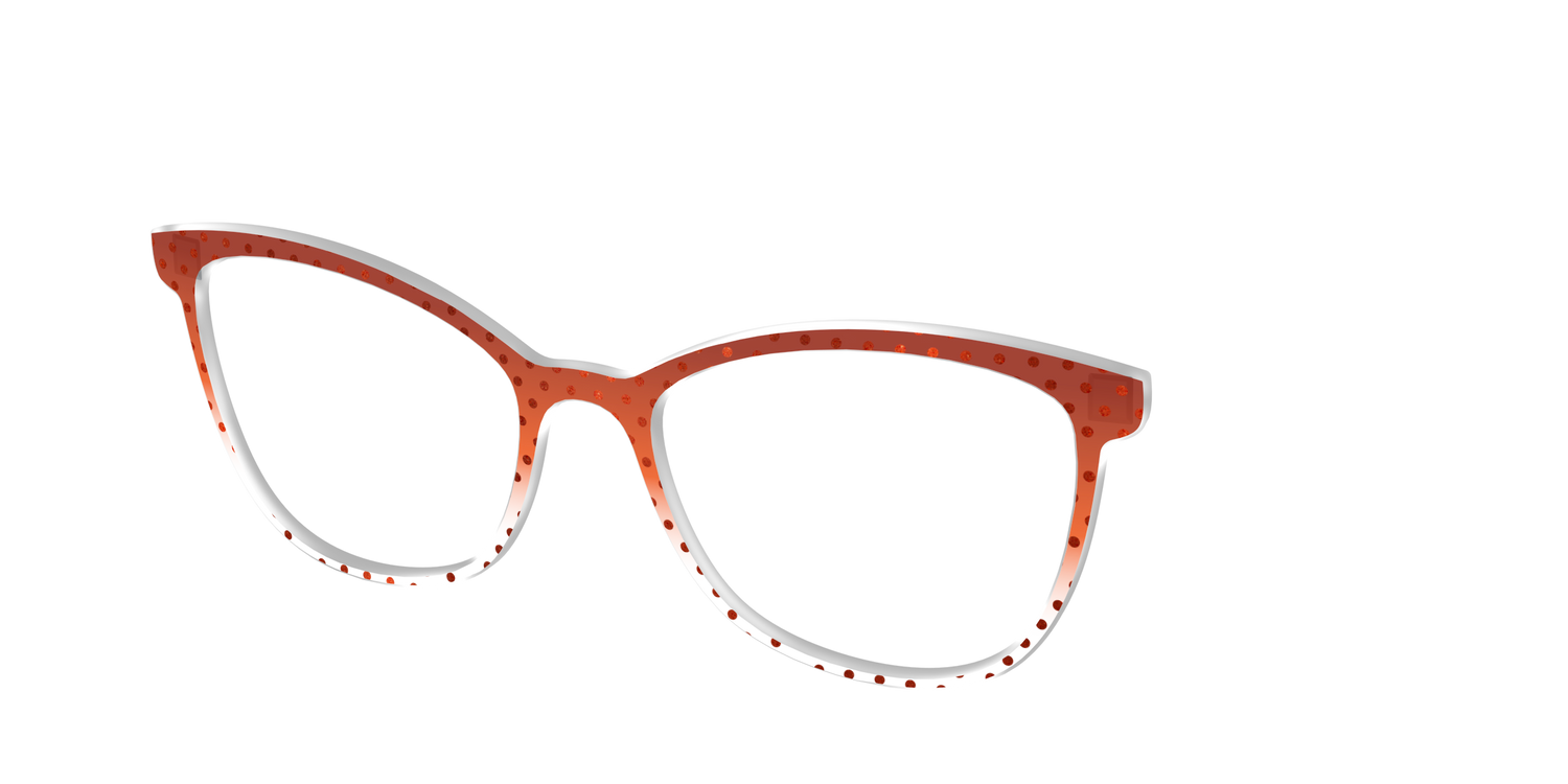 The Inferno Orange Gradient Crystal Polka Dots - Angle Top Image - Pair Eyewear