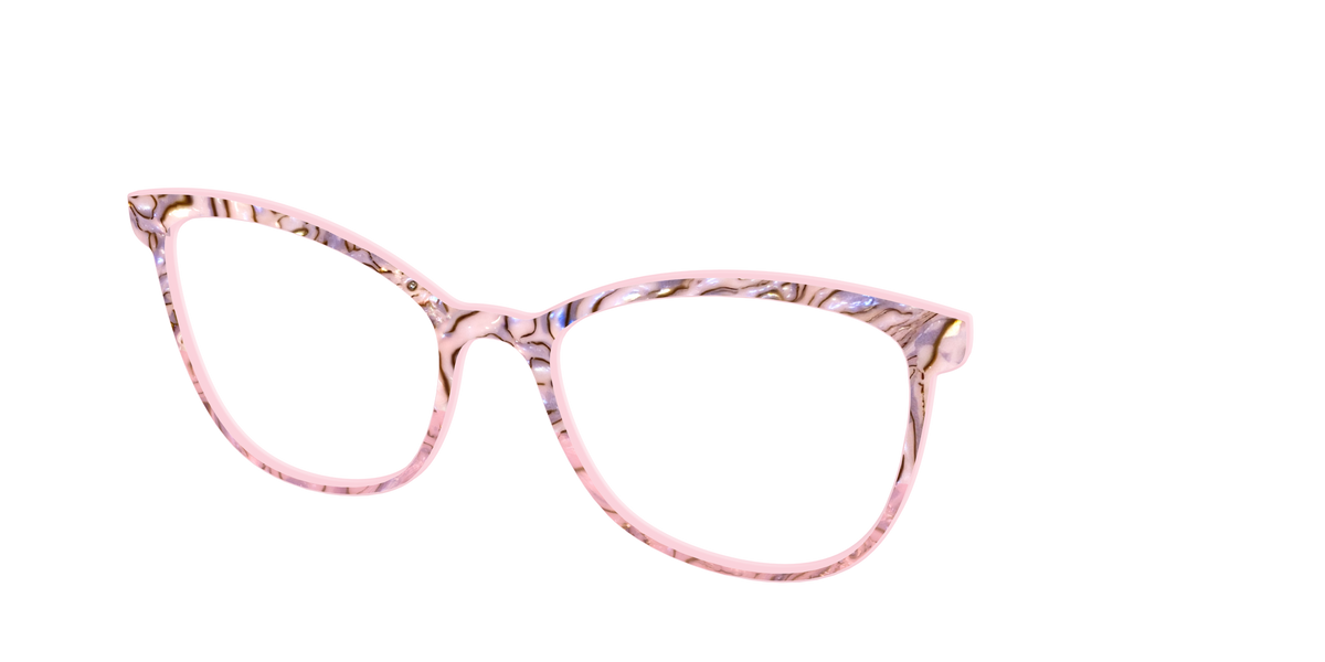 The Pink Conch Shell Pearl Crystal Split - Angle Top Image - Pair Eyewear