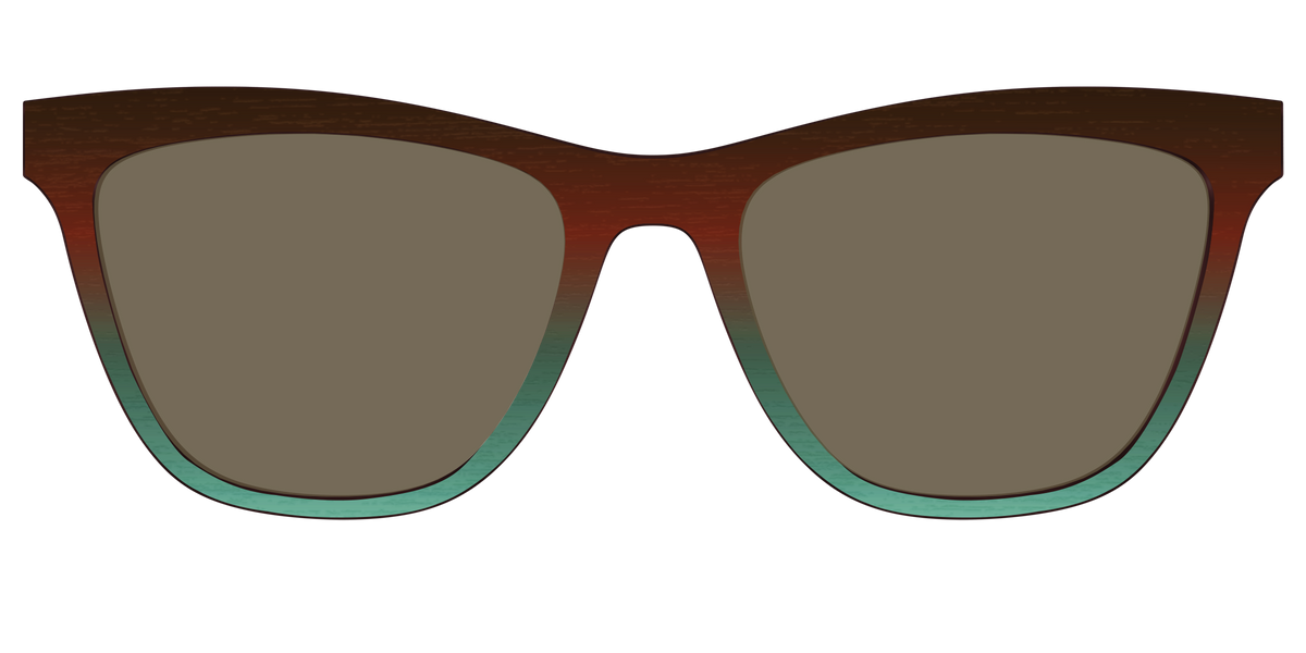 The Polarized Mahogany to Juniper Woodgrain Sun Top - Front Top Image - Pair Eyewear