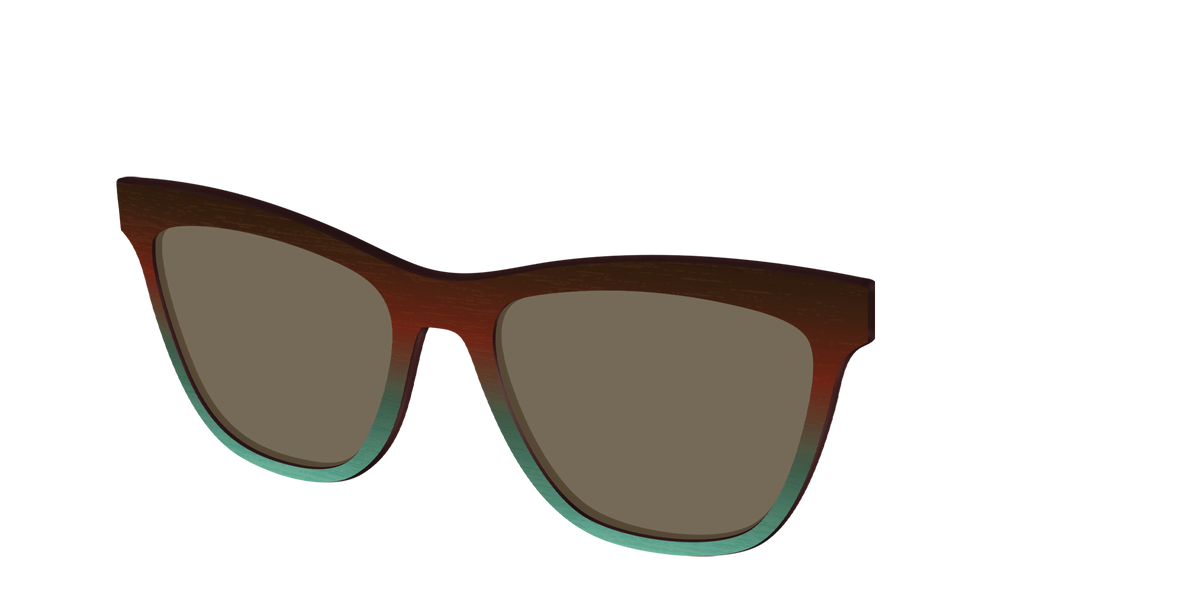 The Polarized Mahogany to Juniper Woodgrain Sun Top - Angle Top Image - Pair Eyewear