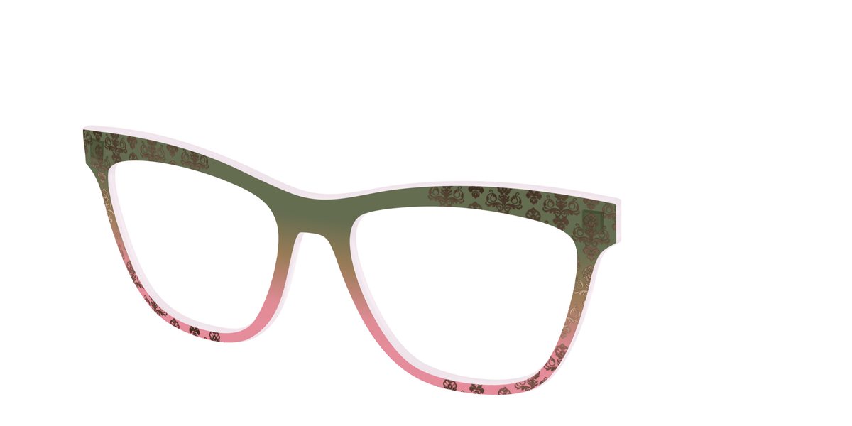 The Olive to Rose Trellis with Champagne Foil - Angle Top Image - Pair Eyewear
