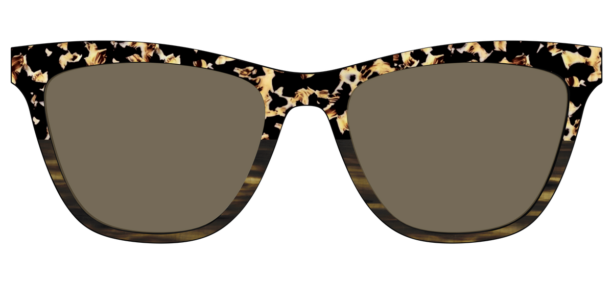 The Polarized Caramel Tortoise Horn Split Sun Top - Front Top Image - Pair Eyewear