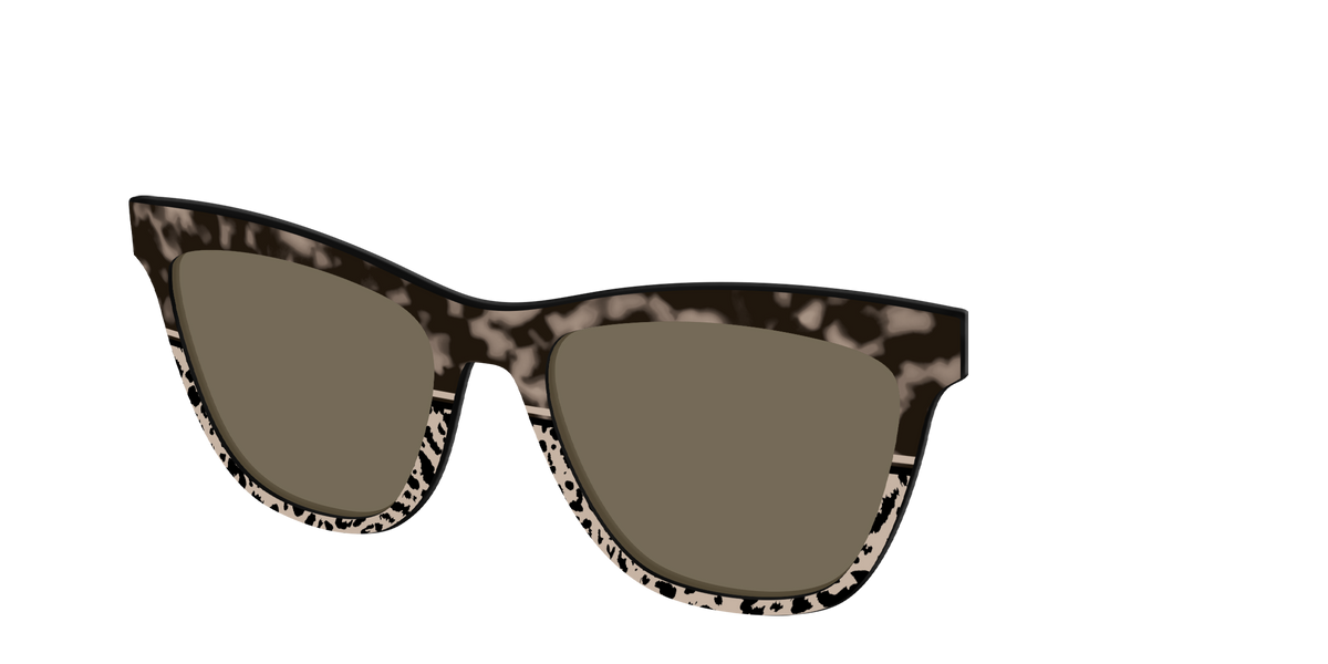 The Polarized Ink Blot Tortoise Split Sun Top - Angle Top Image - Pair Eyewear