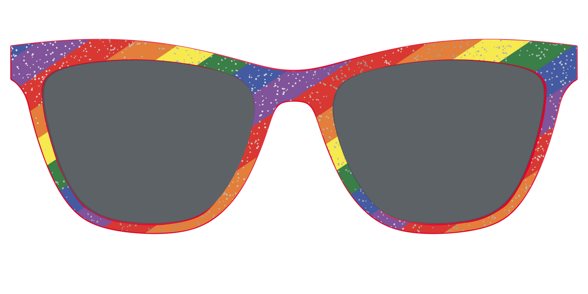 The Polarized Traditional Pride Flag Glitter Sun Top - Front Top Image - Pair Eyewear