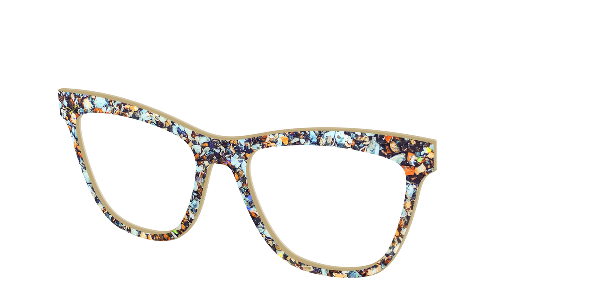 The Seashell Tortoise with Holographic Glitter - Angle Top Image - Pair Eyewear