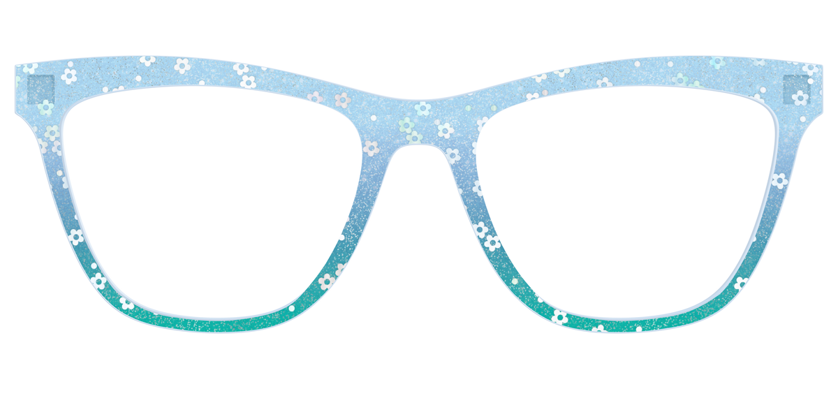 The Sky Blue Crystal with Daisy Glitter - Front Top Image - Pair Eyewear