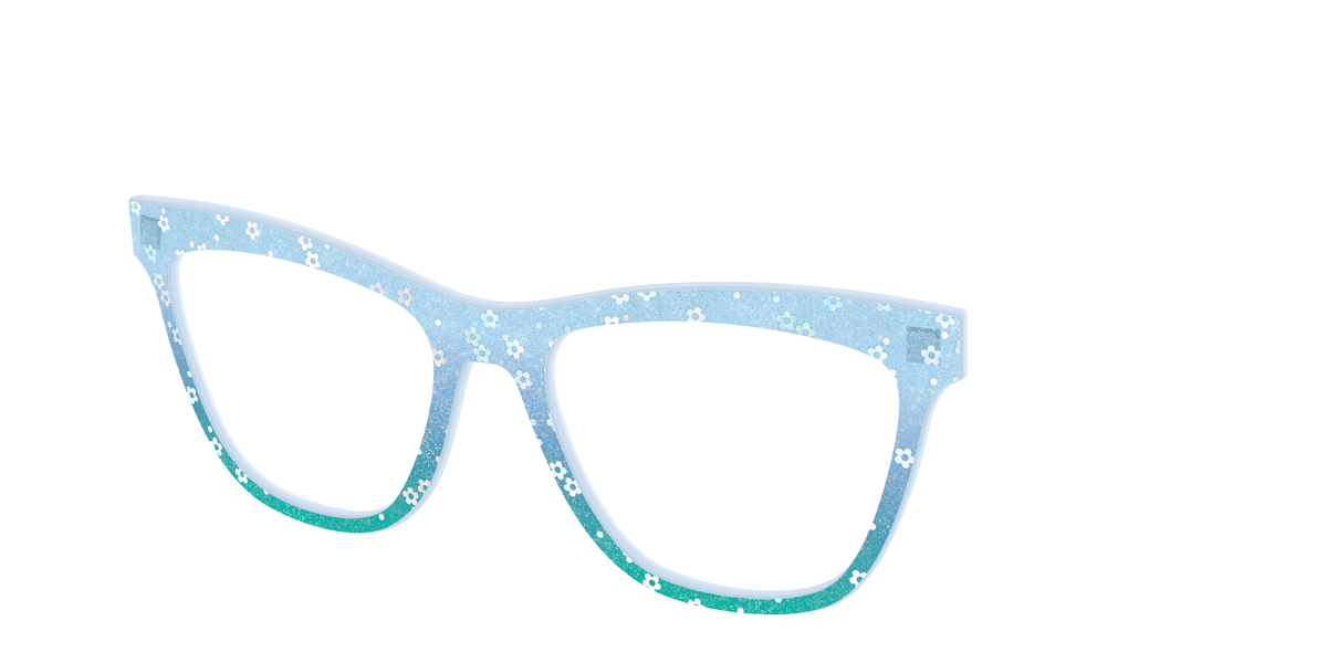 The Sky Blue Crystal with Daisy Glitter - Angle Top Image - Pair Eyewear