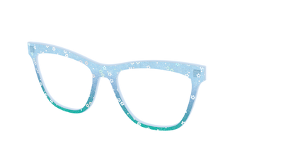 The Sky Blue Crystal with Daisy Glitter - Angle Top Thumbnail - Pair Eyewear