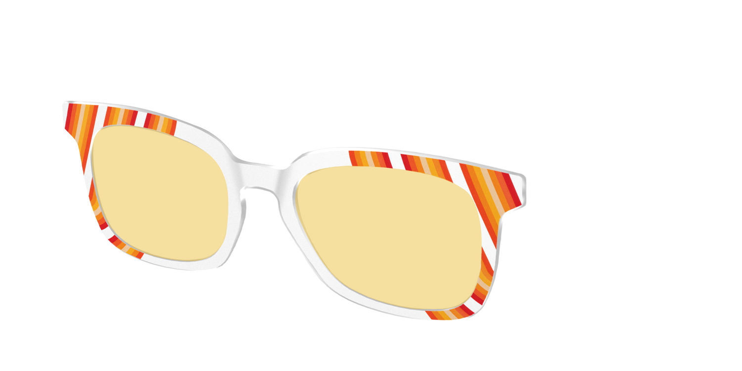 The Groovy Stripes with Citrine Yellow Lens - Angle Top Image - Pair Eyewear