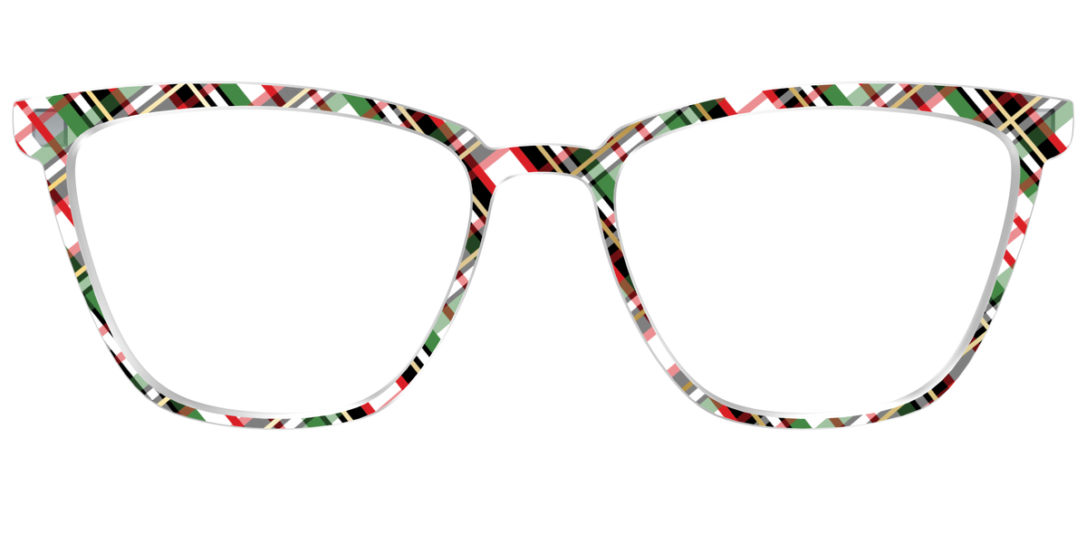 The Evergreen Plaid with Foil Crystal - Front Top Image - Pair Eyewear