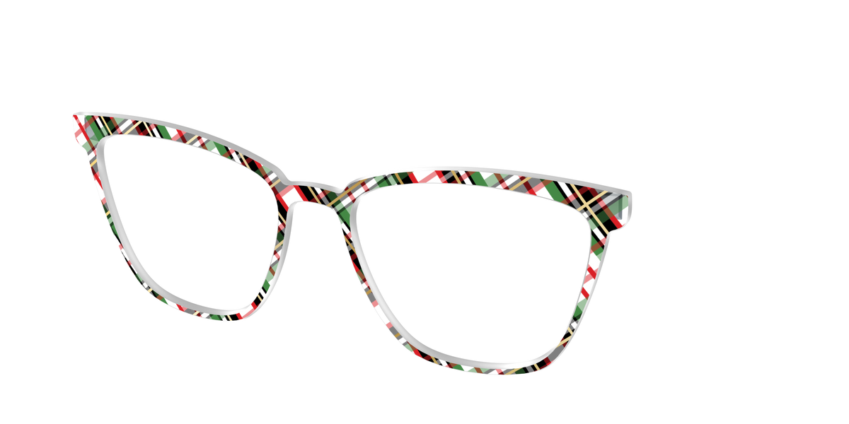 The Evergreen Plaid with Foil Crystal - Angle Top Image - Pair Eyewear
