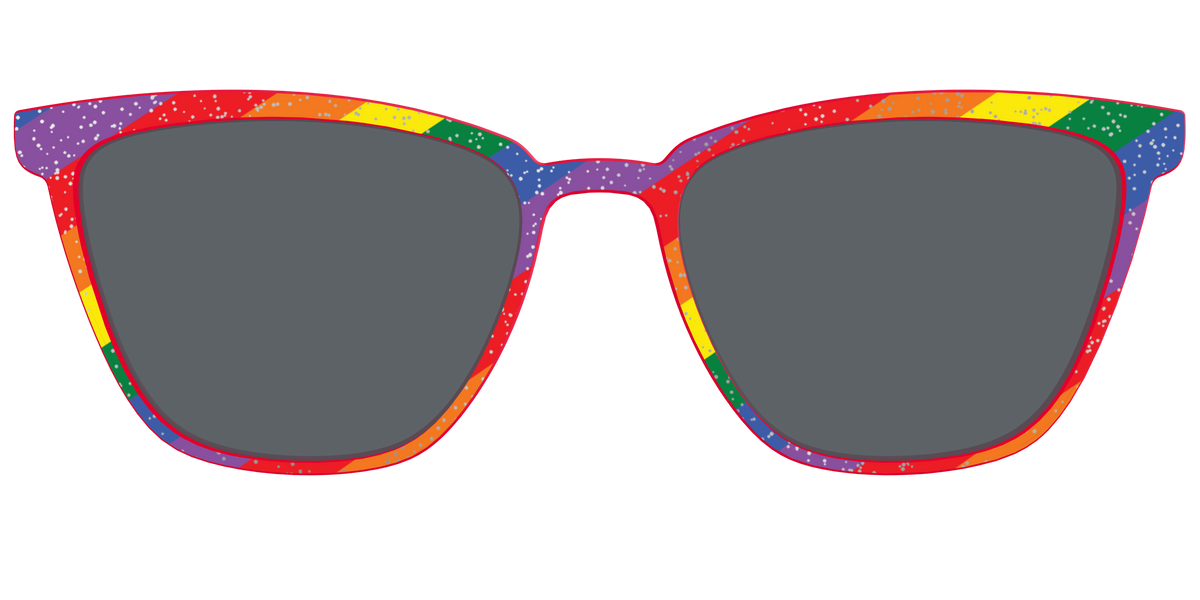 The Polarized Traditional Pride Flag Glitter Sun Top - Front Top Image - Pair Eyewear