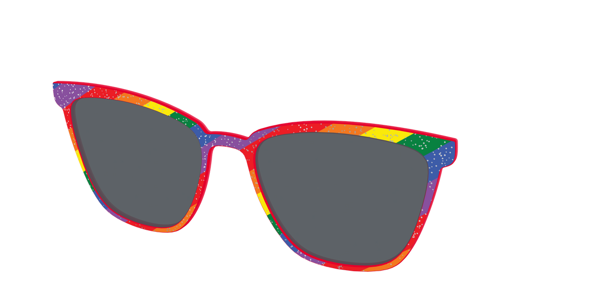 The Polarized Traditional Pride Flag Glitter Sun Top - Angle Top Image - Pair Eyewear