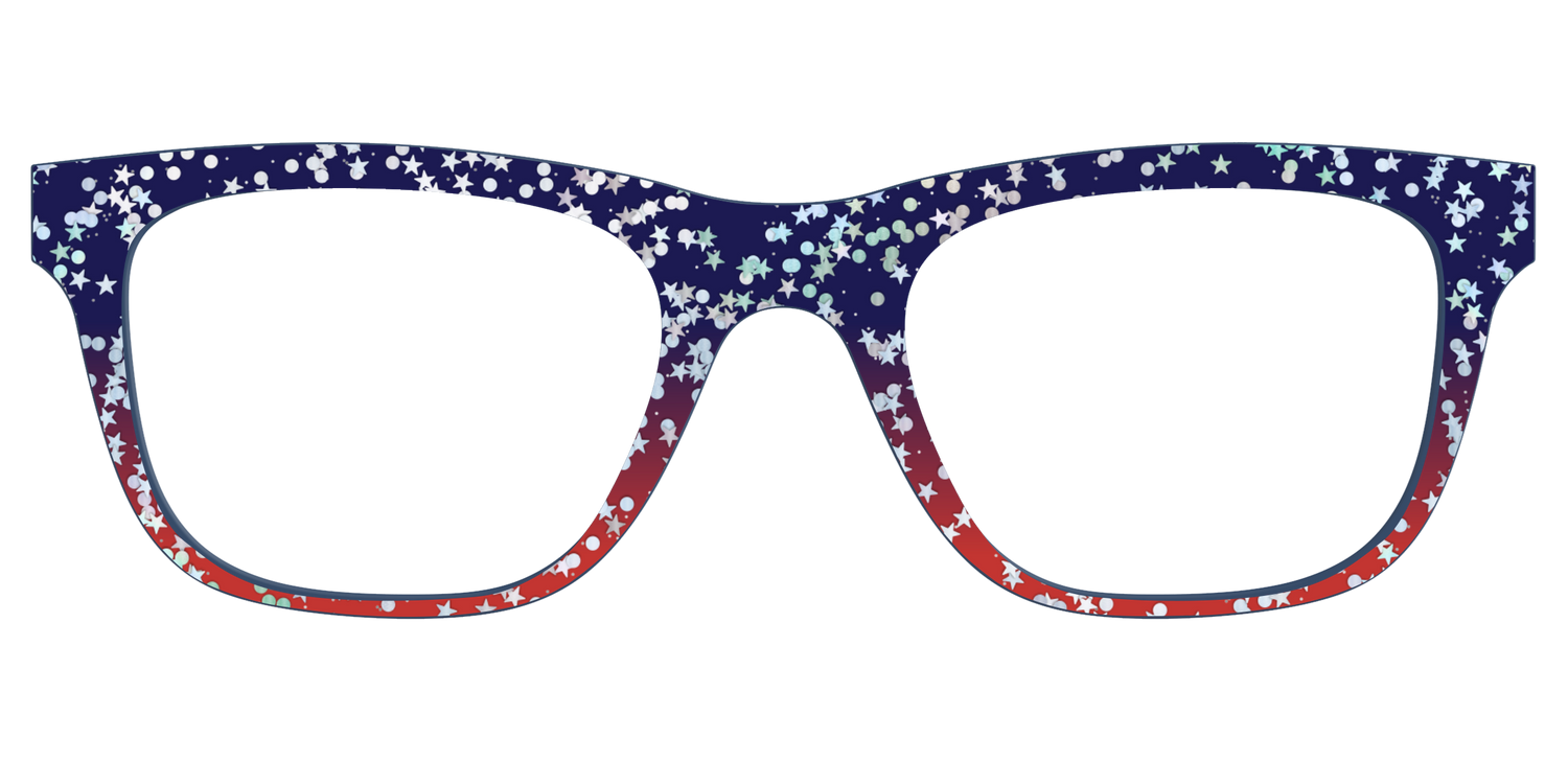 The Navy to Scarlet Gradient with Star Glitter - Front Top Image - Pair Eyewear