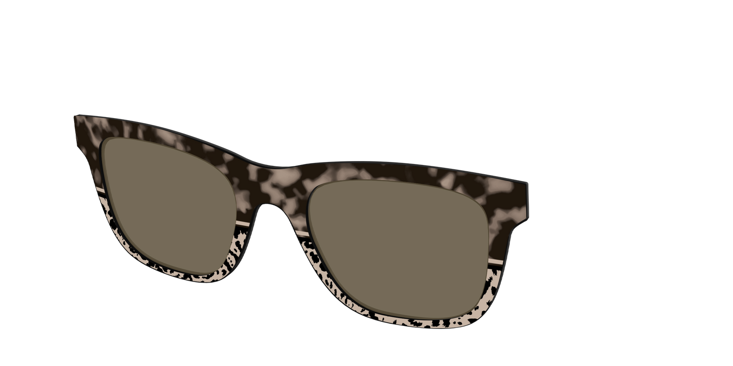 The Polarized Ink Blot Tortoise Split Sun Top - Angle Top Image - Pair Eyewear