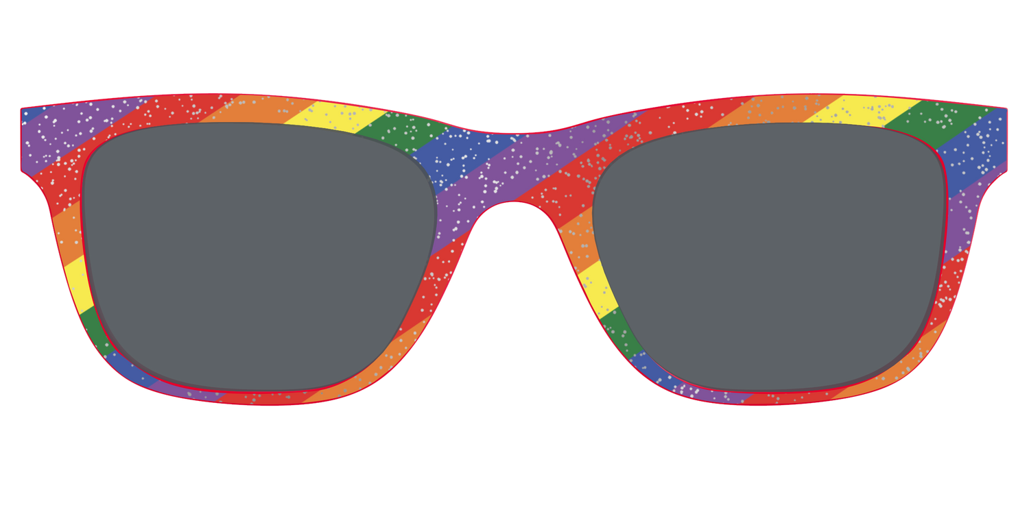 The Polarized Traditional Pride Flag Glitter Sun Top - Front Top Image - Pair Eyewear